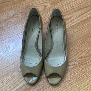 Tahari Nude Peep-Toe Heels